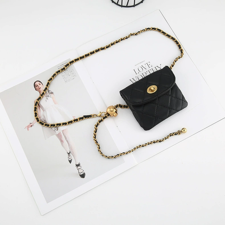 Сумка через плечо, маленький пояс, цепочка, французский стиль, стиль Chanel