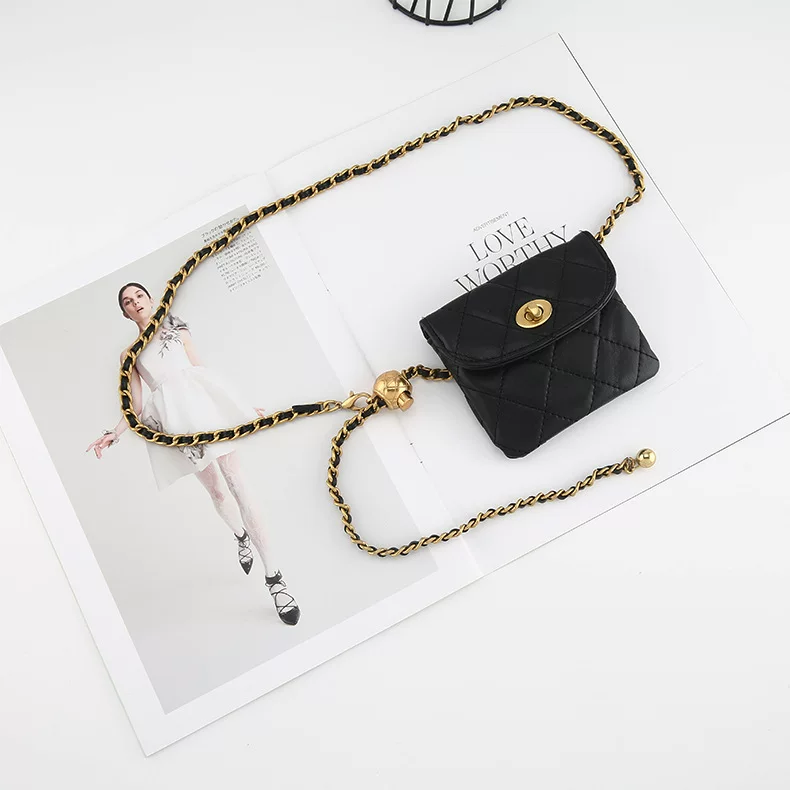 Сумка через плечо, маленький пояс, цепочка, французский стиль, стиль Chanel