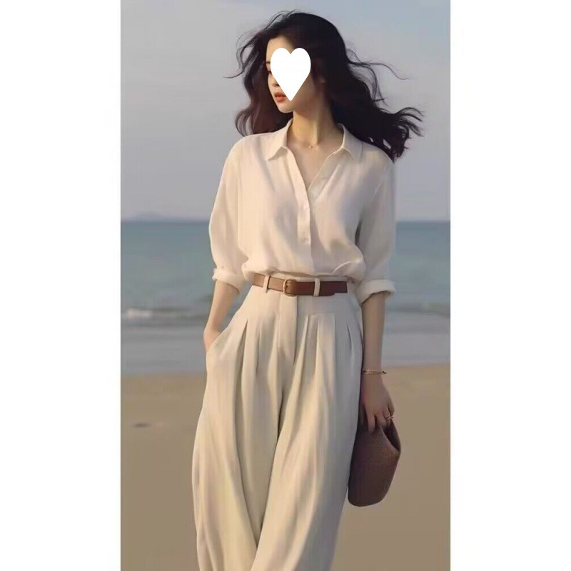 Autumn New Professional Temperament Women's Clothing High-end Sense Age-reducing Western Style Fashion Chanel Style Shirt Wide Leg Pants suit