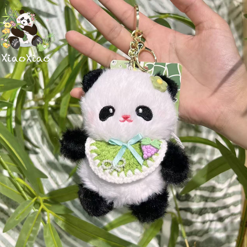 新款创意围兜熊猫包包挂饰成都文创精致小巧水果围兜熊猫毛绒挂件|undefined