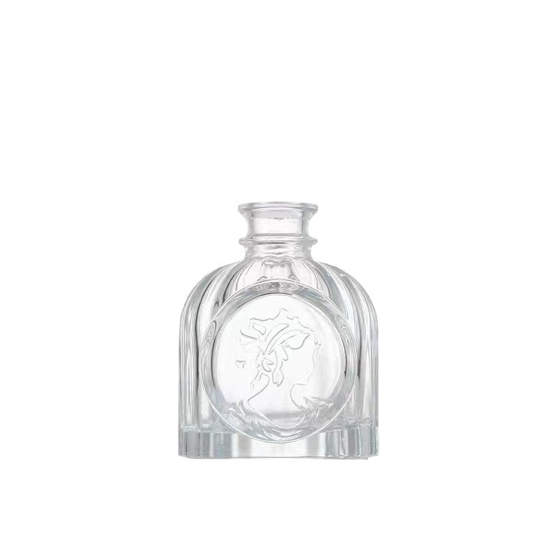 Botella de fragancia de belleza creativa ins simple viento tallado botella de vidrio vertical 50ml belleza adorno de cabeza