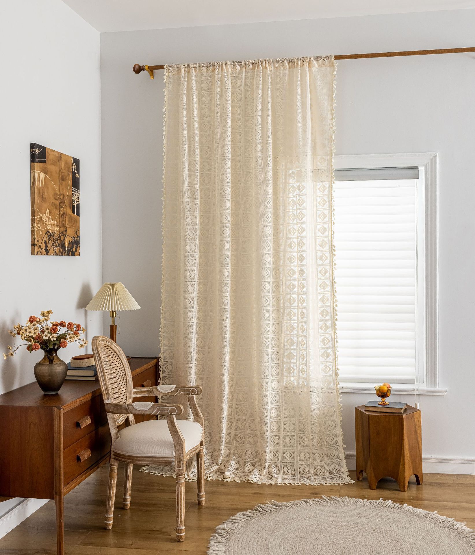 Lace Sheer Curtains Bohemian Window Fabric For Home Decoration_voghion.com