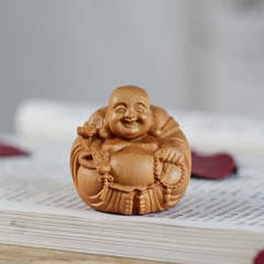 Clay Paulownia Wood Carving Maitreya Buddha Craftsmanship, laughing Buddha, handlebar, car decoration, desktop plaything