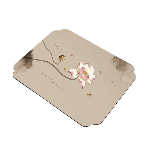 New Chinese-style leather tea mat, Zen-inspired table runner, waterproof tea tray cloth, traditional-style long tea table mat, tea towel cushion