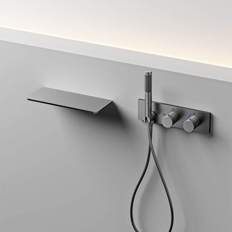 Depu Minimalist Waterfall-Style Concealed Bathtub Faucet, All-Copper, Hot and Cold, Wall-Mounted, Hidden Wall Outlet for Bathroom Depu Minimalist Waterfall-Style Concealed Bathtub Faucet, All-Copper, Hot and Cold, Wall-Mounted, Hidden Wall Outlet for Bathroom