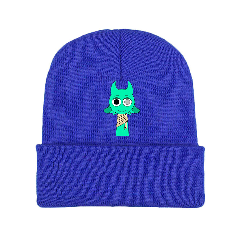 (2개) 새로운 게임 SPRUNKI 음악 게임 주변 장치 남성 및 여성 풀오버 모자 가을, 겨울 따뜻한 모직 모자 니트 모자 1