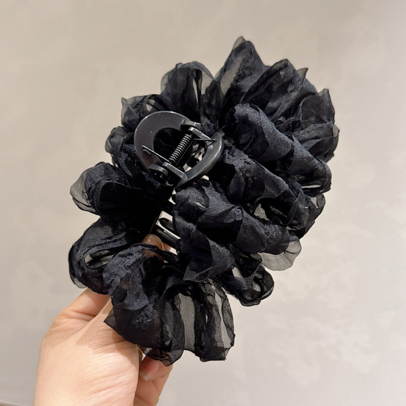女性用レトロサテンリボンクリップ、ハイエンド、エレガント、ローポニーテールクリップ、後頭部クリップ、ヘアピン|undefined