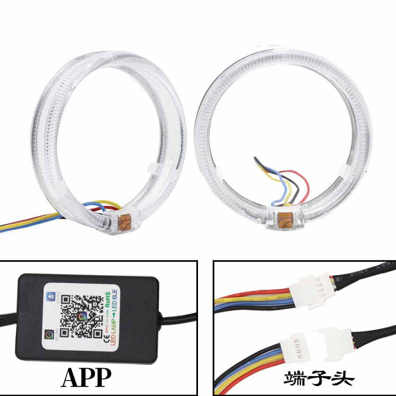 RGB colorido ángel ojo diafragma LED bluetooth control de la APP flash respiración modo de rotación 2.5 / 3 pulgadas