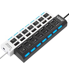 USB扩展坞USB1.1七口分线器多接口 usb7口hub 独立开关 usb集线器
