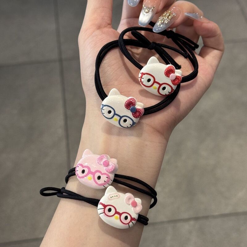 Cute Eyes Kt Cat Hair Rope for Boyfriend, Small Rubber Band, Sweet Girl Bestie Bracelet, Cartoon Versatile Hair Tie