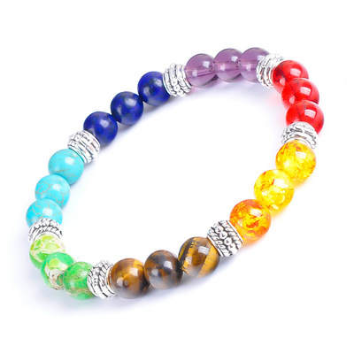 2pcs Colorful energy yoga buddhist bracelets for unisex Natural stone Colorful meditation bracelet