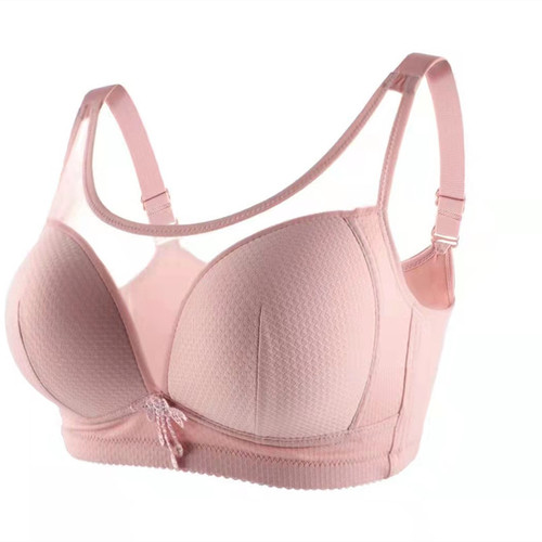 Breathable, wireless mother's underwear with side support, thin model for middle-aged and elderly women, plus size, four-row fastener