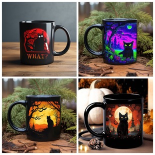 March foreign trade new black cat black cat ceramic coffee mug cat lover gift water cup