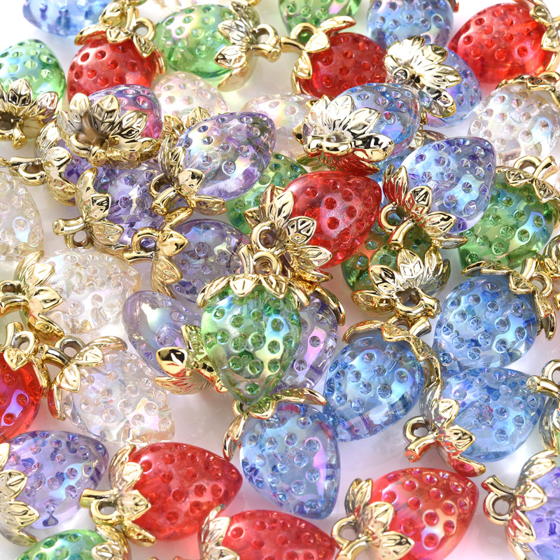 56g Weight Pendant Jewelry Making Type 23*32mm Jewelry Making Size DIY Jewelry Accessories Classification 10 PCS/Package Quantity Acrylic Material Strawberry Pattern Plating Design Sweet Style 10 PCS/Package 23*32mm Arylic Strawberry Pendant 无