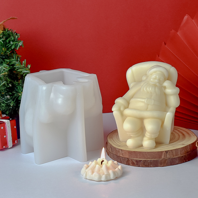 Transfronterizo nueva llegada Santa Claus aromaterapia vela molde de silicona DIY decoración de Navidad molde de yeso
