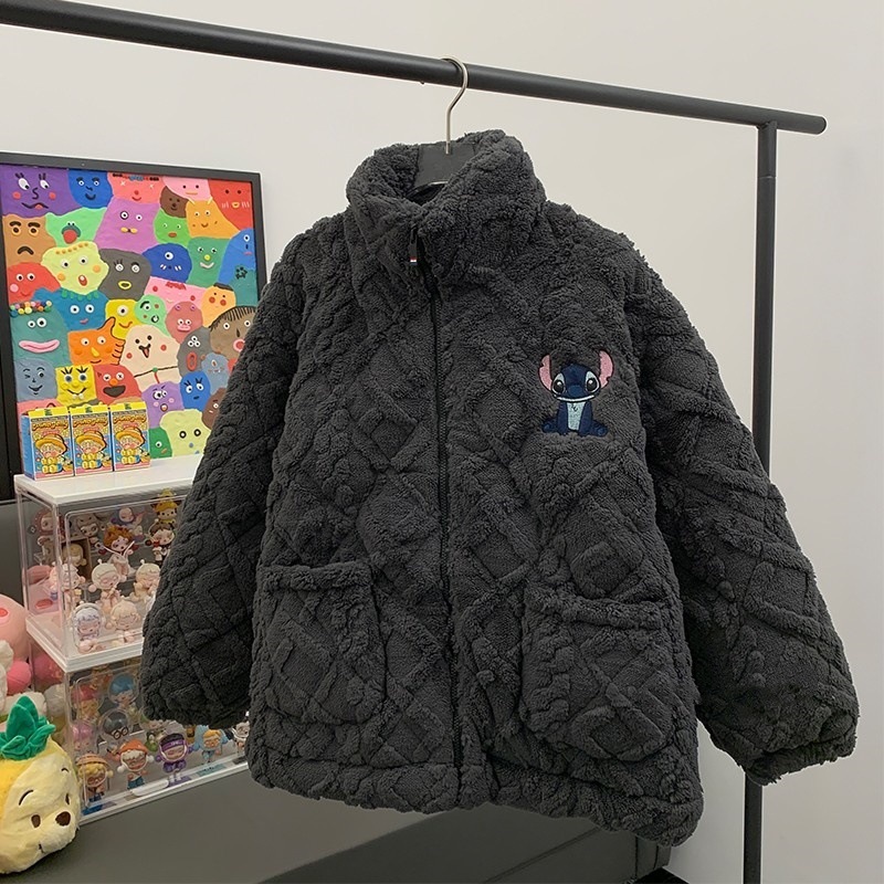 겨울 잠옷 여성용 면 패딩 코트 3 층 퀼트 두꺼운 기모 따뜻한 지퍼 파자마 여성용 느슨한 외부 착용 홈 의류