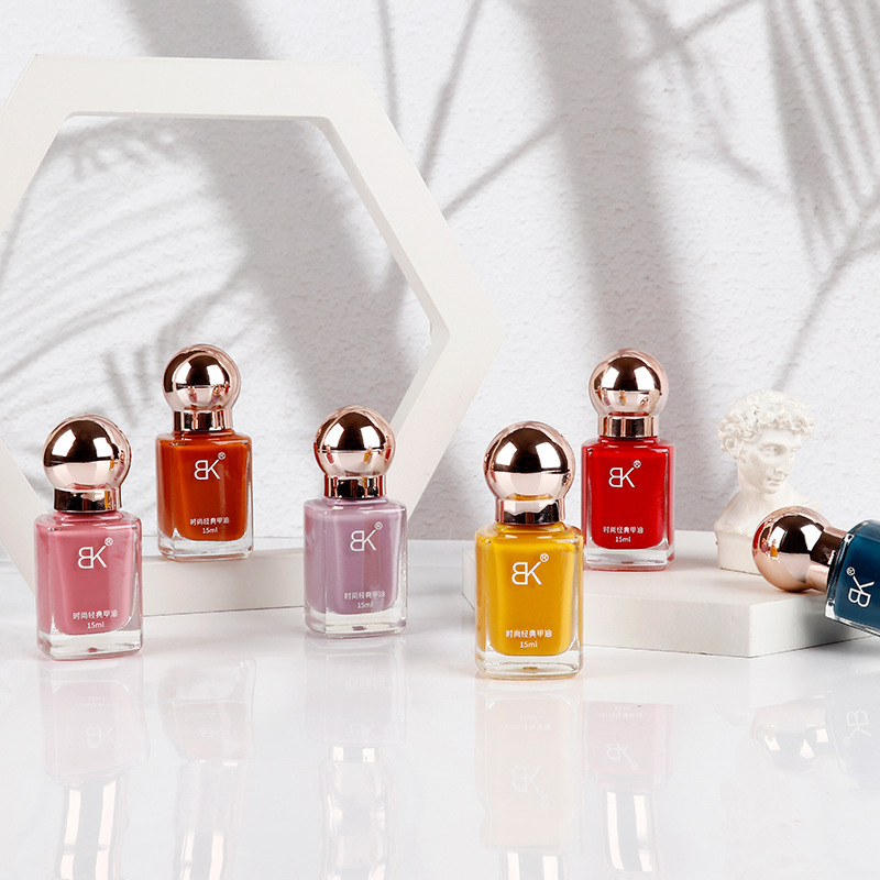 BK nuevo esmalte de uñas de color sin hornear aceite duradero no pelable blindaje de gran capacidad color desnudo botella de tienda sólida 15ml
