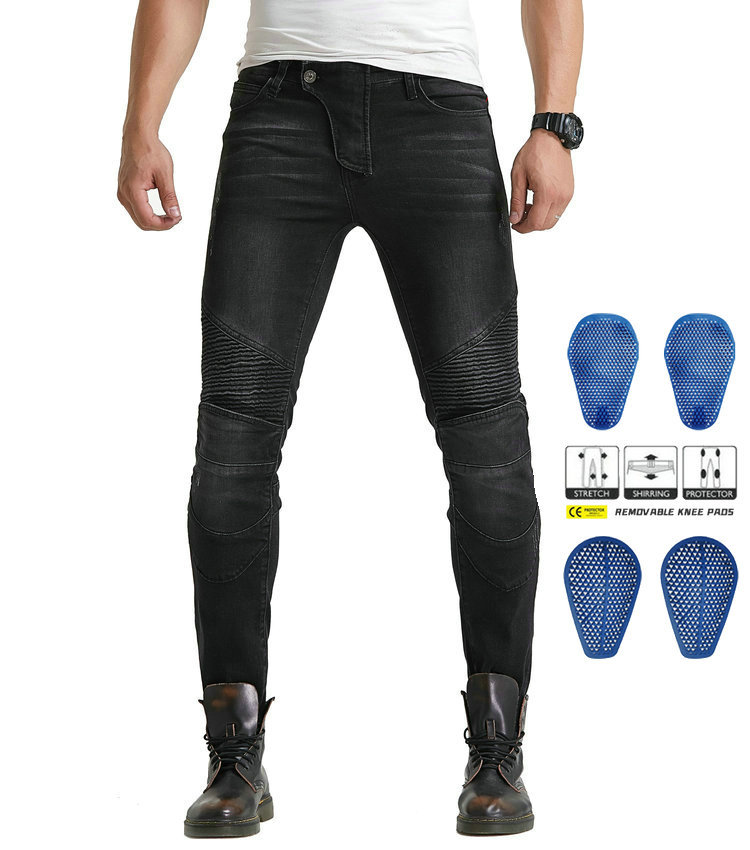 Pantalones vaqueros de la motocicleta VOLERO pantalones anti-caída de la motocicleta de los hombres y de las mujeres pantalones de montar Delgado Caballero equipo de protección de silicona