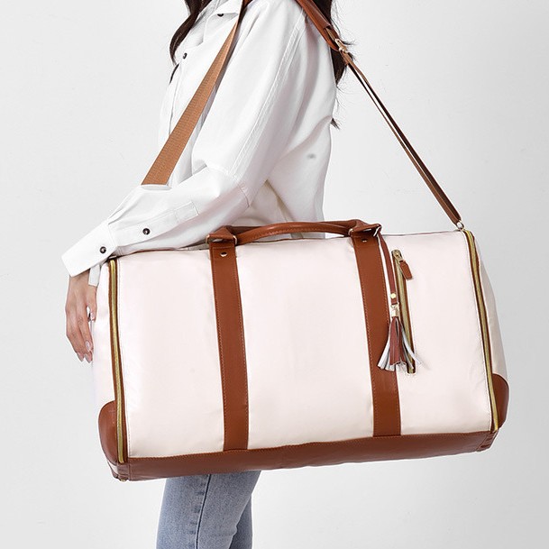 Bolsa plegable de PU para trajes — gran capacidad, multiusos, viaje, deporte o almacenamiento, diseño femenino