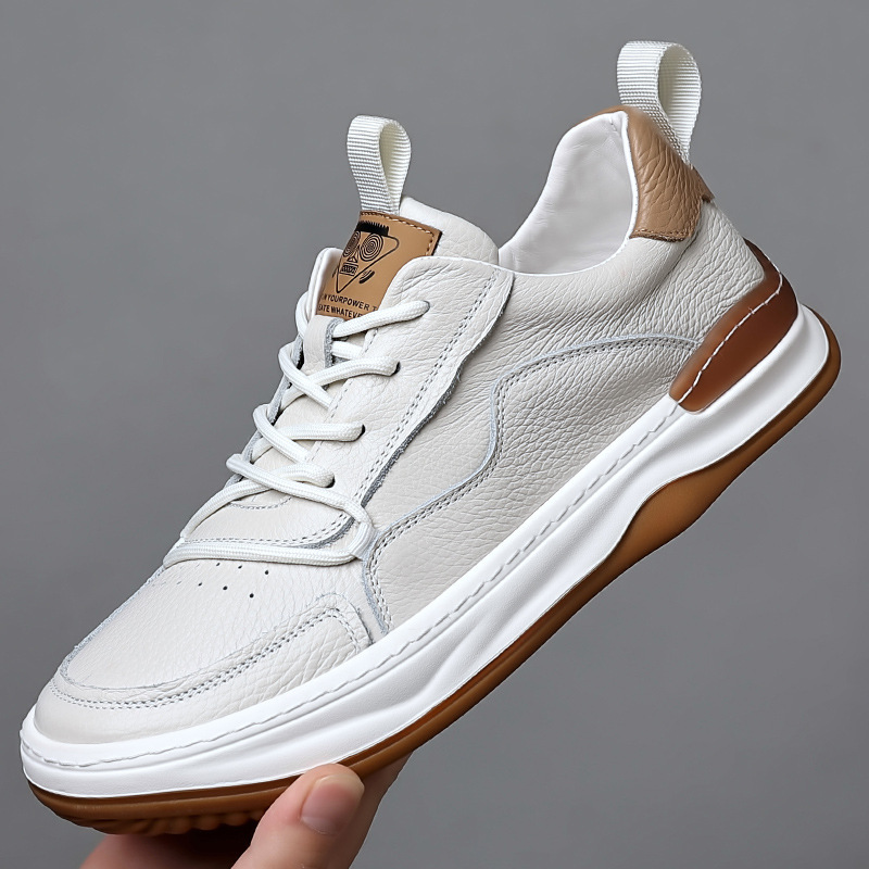 First-Layer Cowhide Summer New Genuine Leather Casual Shoes Men's Leather Shoes Thick-Soled Men's Shoes Breathable Shoes Clown Shoes