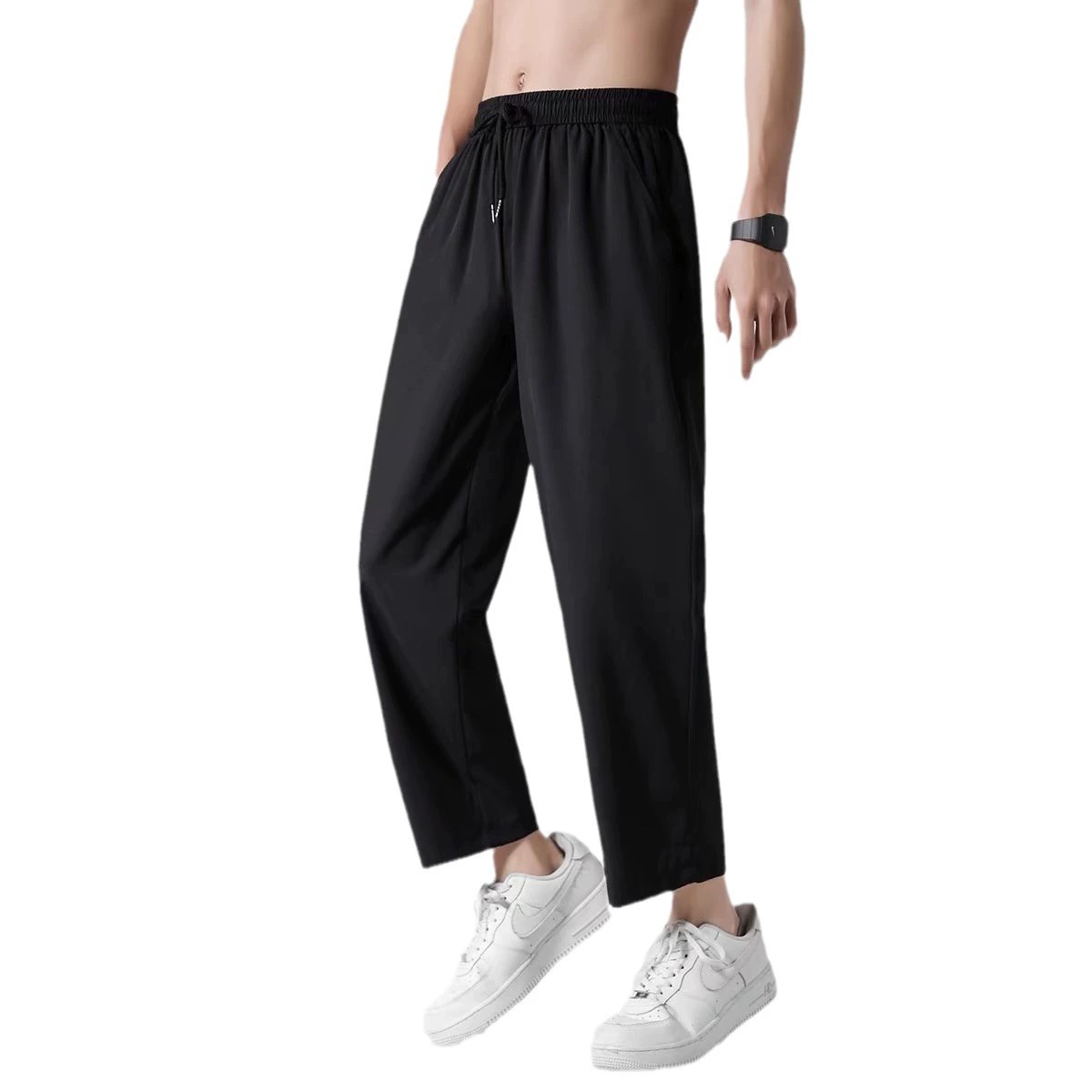 Silk thin trousers, suit, loose straight fit
