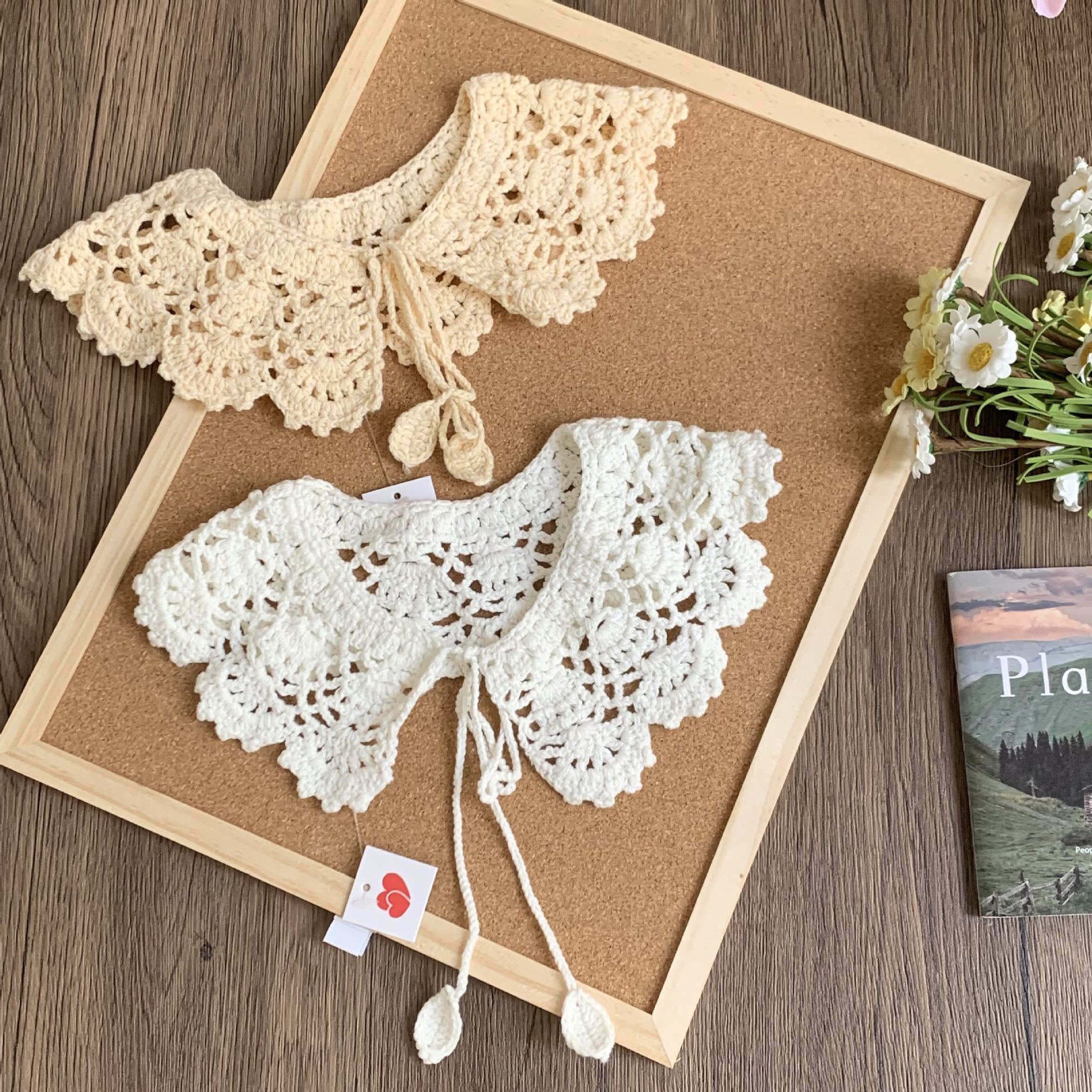 Cuello falso cuello niños bordado camisa de encaje hueco decoración pequeña fresca lazo muñeca cuello flor chal protector solar