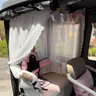 Magic Tape Tricycle Lace Curtain Tricycle Lace Curtain Self-Adhesive Punch-Free Pure Color Gauze Curtain Short Curtain 2025