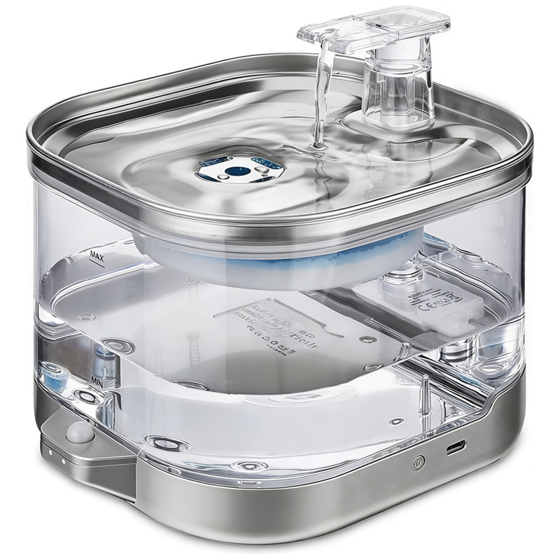 New Wireless Cat Fountain Rechargeable Water Dispenser Automatic Circulating Pet Water Fountain Stainless Steel Intelligent Feeding Supplies