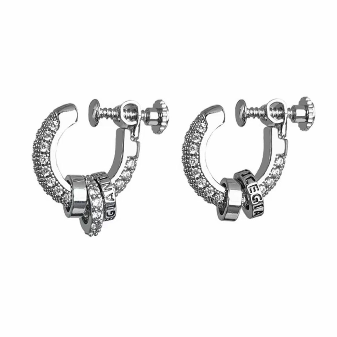Sparkling Star Men's Earrings Hip-hop Style Inlaid Diamond Clips_voghion.com