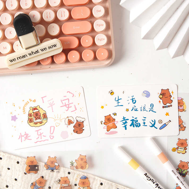 Cobaya Paradise PET pegatinas de cuenta manual a prueba de agua de conejillo de indias de dibujos animados lindo taza de agua caja de teléfono móvil tienda de mano decoración de collage