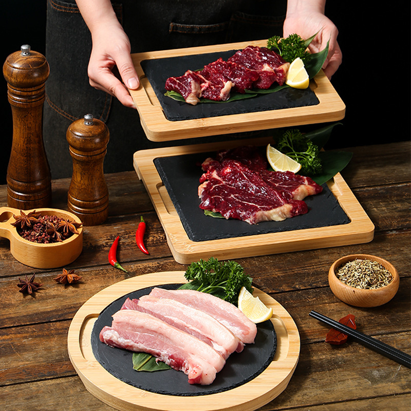 Creative Western-style Rock Dinner Plate Bamboo Tray Steak Sushi Slate Decorative Plate Serving Tray Slate Plate