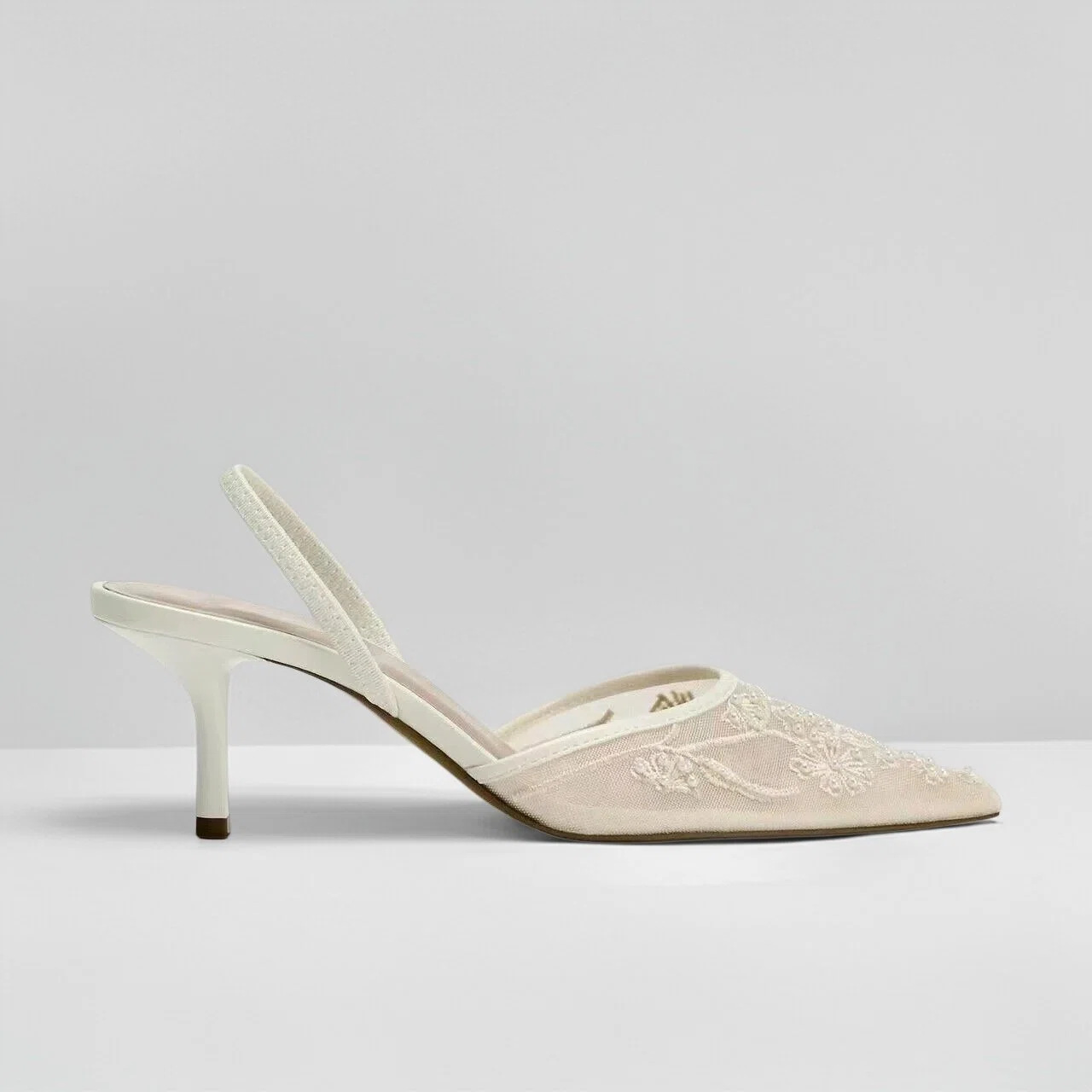 Sandalias de Tacón Alto con Malla y Bordado de Tejido y Caucho, Diseño en Punta, para Verano