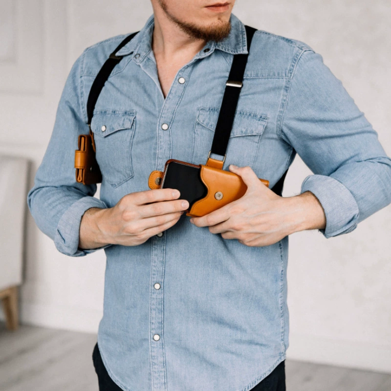 Военный вентилятор кожаный чехол для хранения мобильного телефона открытый эластичный ремешок для мобильного телефона поясная сумка спортивный инструмент задняя форма тела перекрестный ремень