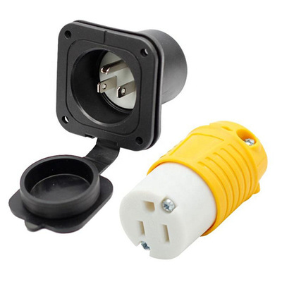 [房车15A125V 美式NEMA 5-15P直插式充电插座美规带防水盖电源插座]