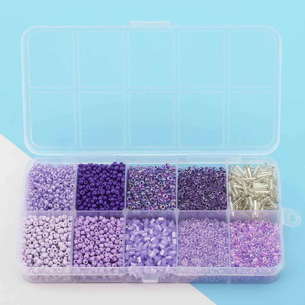 Cuentas de arroz 10 cuadrícula multicolor caja clásica de cuentas sueltas sequinilla pulsera pendientes DIY accesorios joyería al por mayor