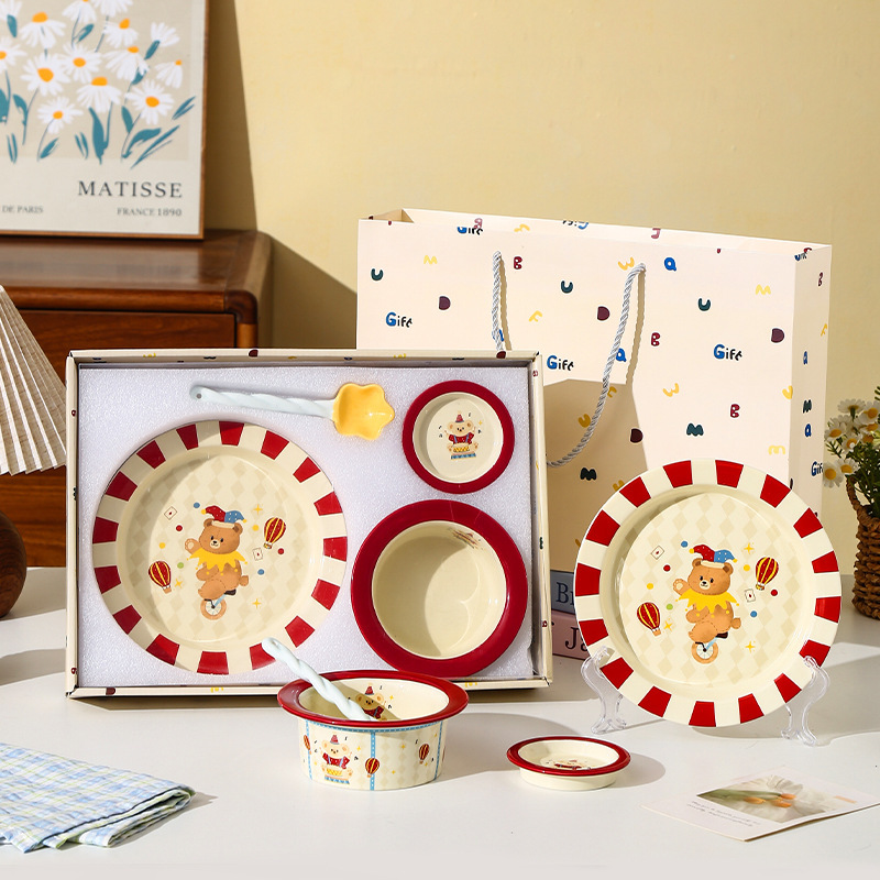 Circus Dish Plate Small Baking One-person Food Accompanying Gift Couple's Household Dish Plate High-value Tableware suit Gift