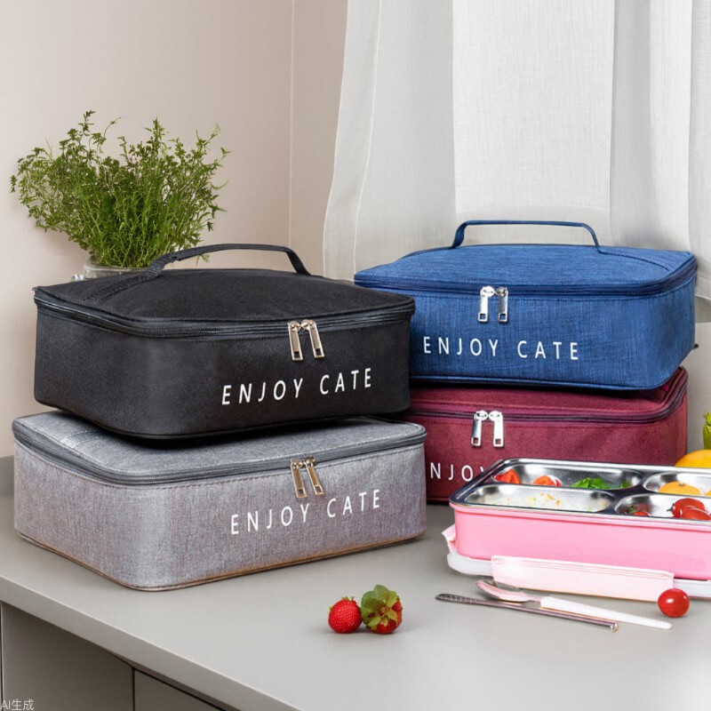 Lunch Box Bag Lunch Aluminum Foil Thickened Hand Carrying Lunch Bag Lunch Box Lunch Box Canvas Heat Preservation Handbag with Rice