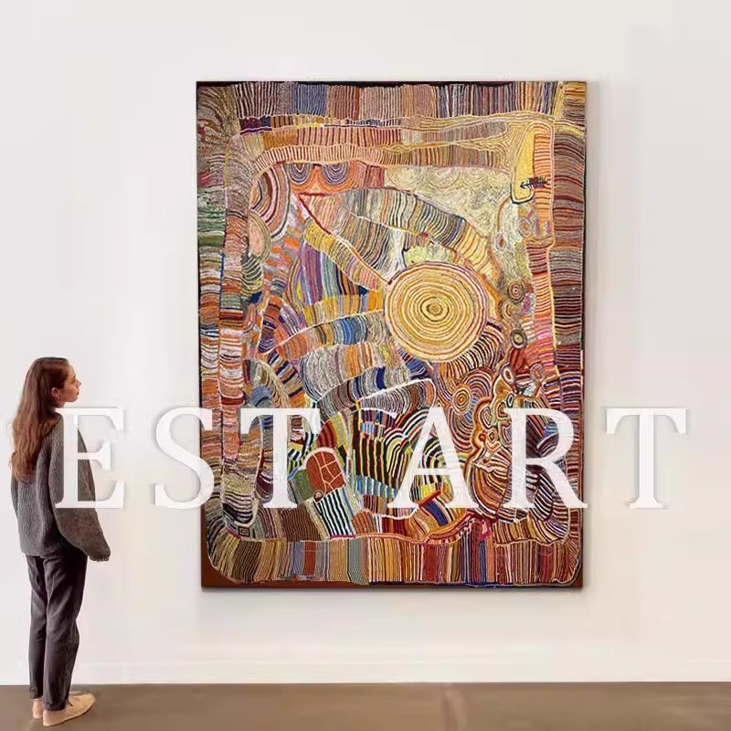 Middle and ancient style rich abstract art porch decorative painting niche dopamine high texture hanging painting living room mural