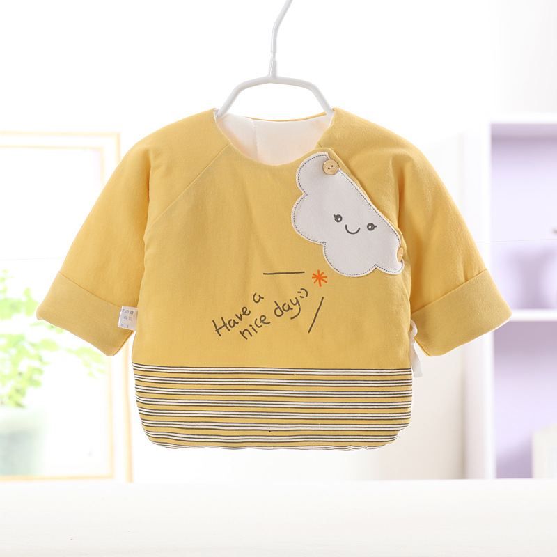 Otoño e invierno nuevo engrosado acolchado media espalda ropa de manga larga Otoño e Invierno infantil superior excavar conveniente cambio de pañales