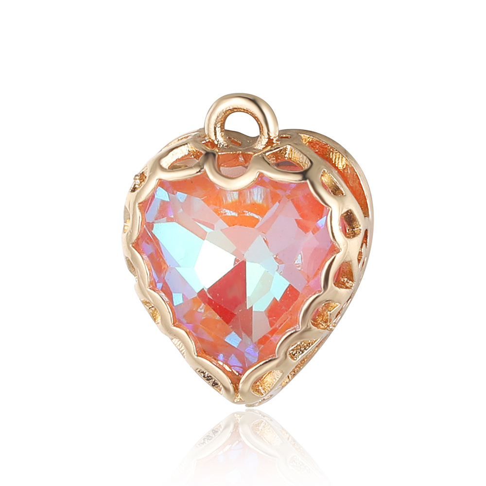 Drop-Shaped Butterfly Copper Glass Crystal Pendant Geometric Round Diy Ornament Accessories Peach Heart Necklace Bracelet Accessories display picture 5