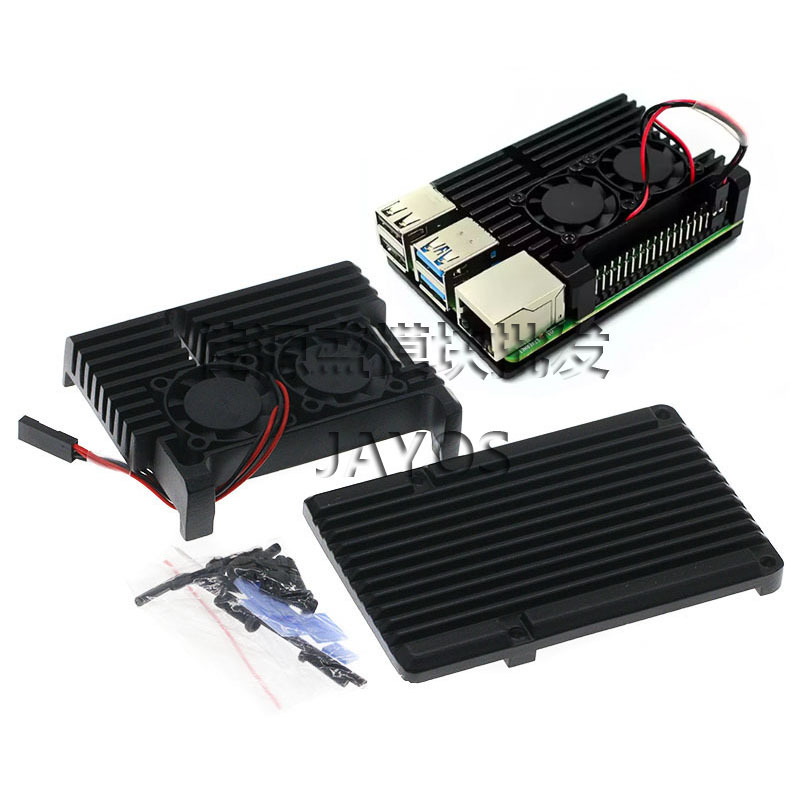 树莓派金属4代外壳Raspberry Pi 4代b+铝合金盒子4B组装式 散热壳