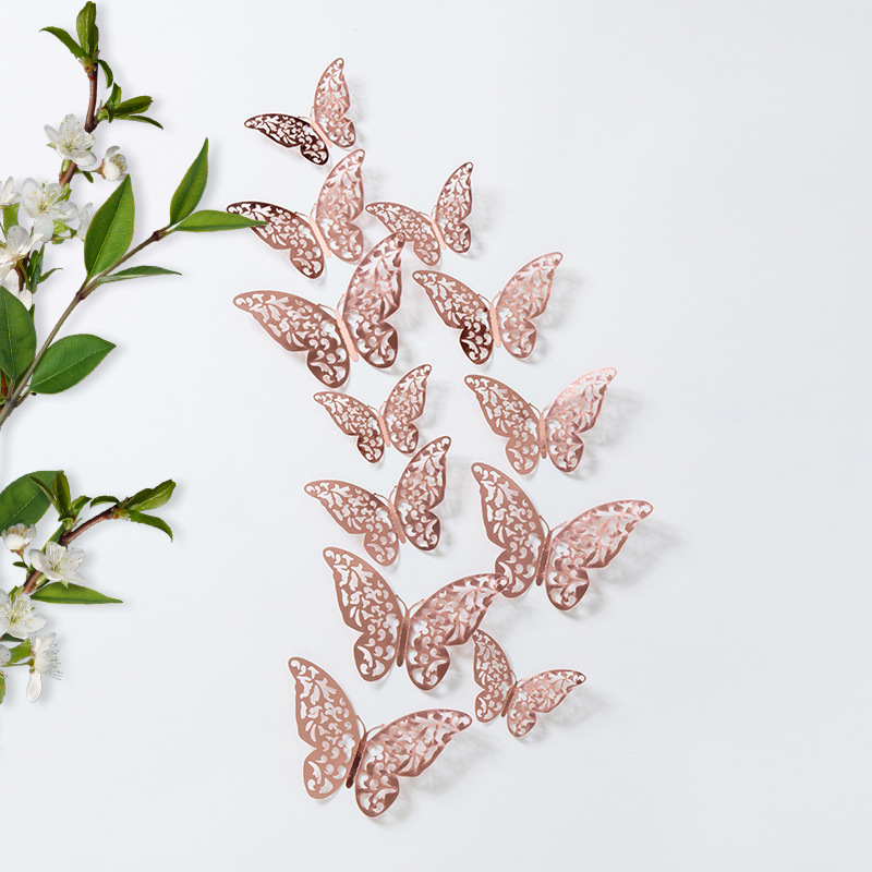 Simulación 3D de la escena de la mariposa tridimensional, accesorios, decoración de paredes, accesorios de pegatinas de pared de sentido avanzado, decoración del hogar
