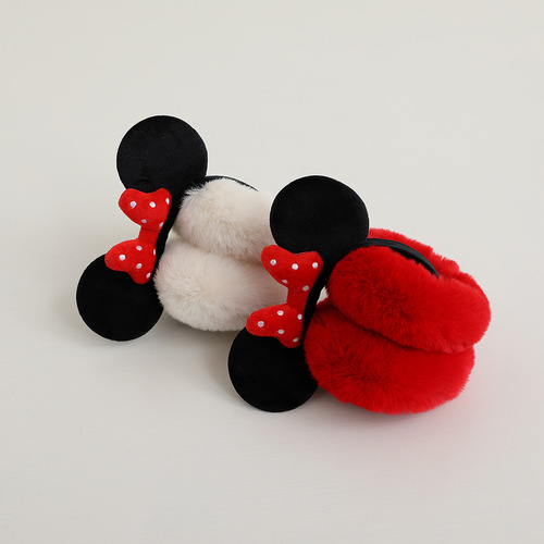 Cartoon bow winter cute warm earmuffs foldable plush earbags student cycling earmuffs earmuffs