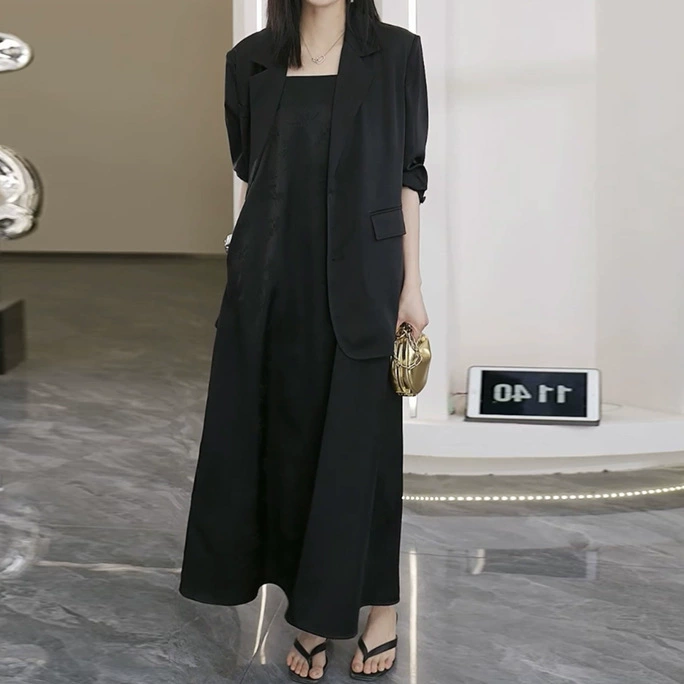 Женский тонкий атласный костюм XZ135 больших размеров с разрезом на спине, блейзер с длинным рукавом, солнцезащитная куртка для женщин