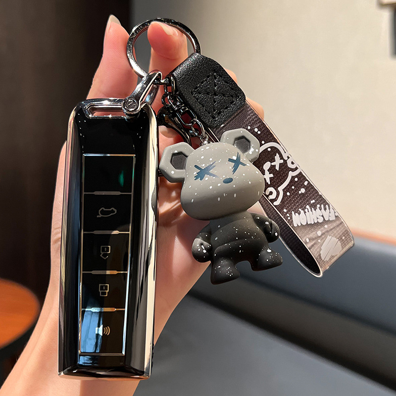 Wei Pai WEY-스마트 4 키 [싱글 쉘 블랙] + 회색 폭력 곰 펜던트