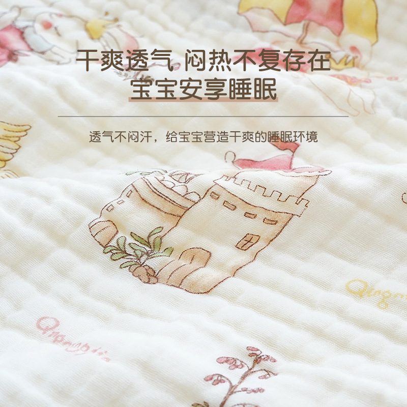 新生嬰兒浴巾初生寶寶高密六層紗布蓋被寬邊幼兒園兒童吸水童被