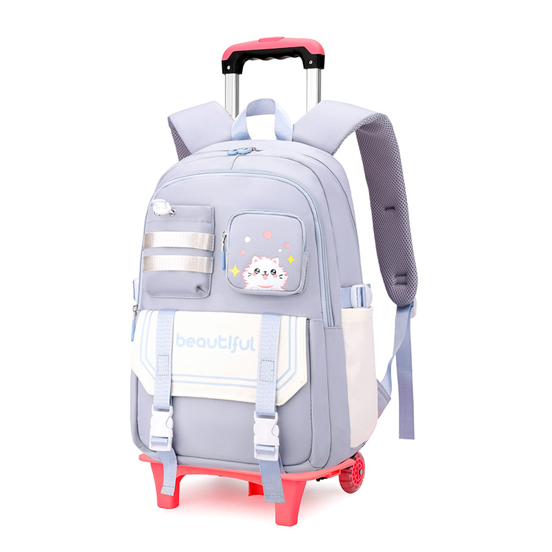 Los fabricantes venden al por mayor las mochilas escolares de trolley para estudiantes de secundaria y secundaria, mochilas de trolley de gran capacidad, bolsas de viaje con ruedas grandes transfronterizas
