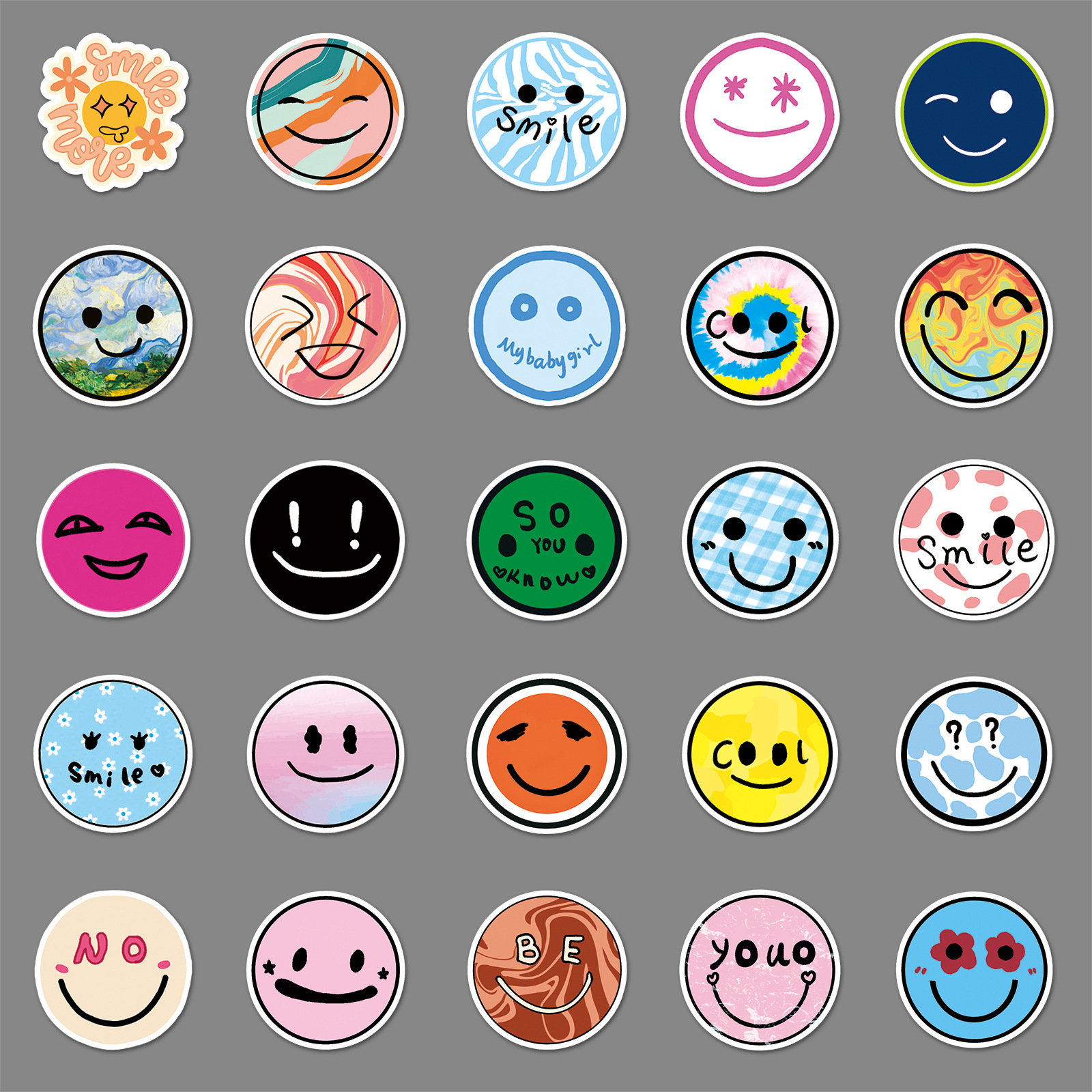50 cara sonriente tendencia creativa pegatinas monopatín equipaje pegatinas portátil coche motocicleta Decoración