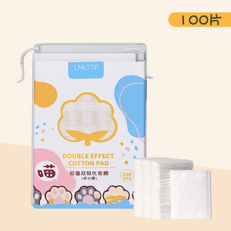 LMLTOP dibujos animados garras de gato 222 piezas de algodón de maquillaje de doble cara espesa hoja de algodón de maquillaje húmedo