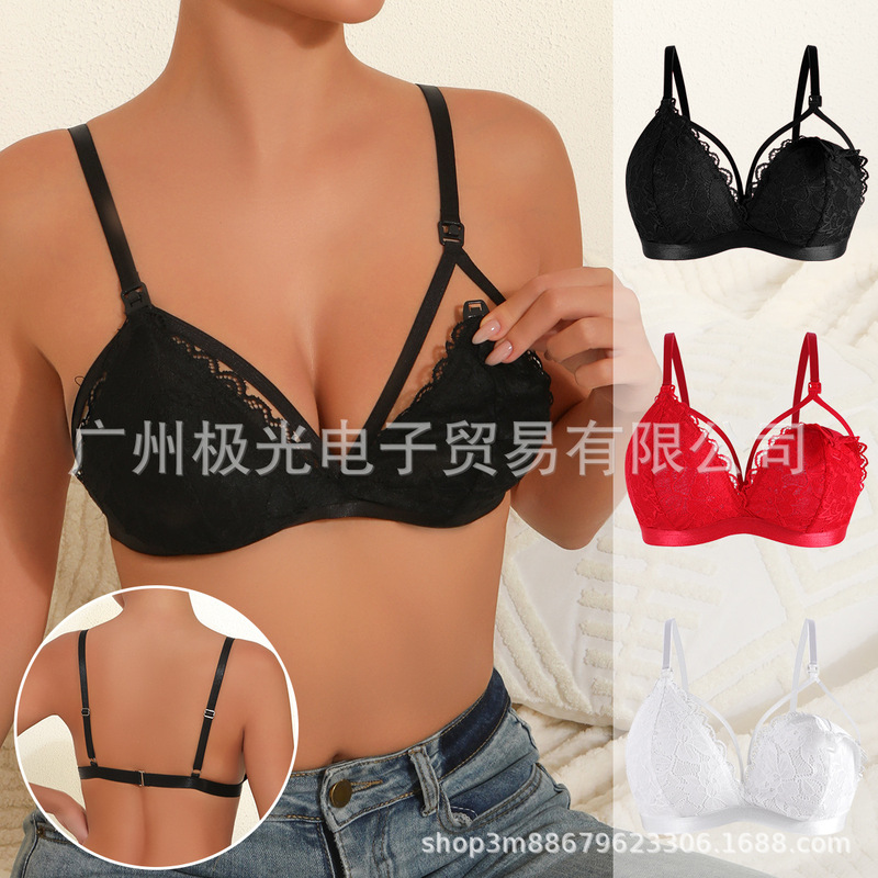 Cross-Border Maternity Nursing Bra, Detachable Lace Sexy Triangle Cup Bra, Anti-Sagging, Breathable for Women Cross-Border Maternity Nursing Bra, Detachable Lace Sexy Triangle Cup Bra, Anti-Sagging, Breathable for Women